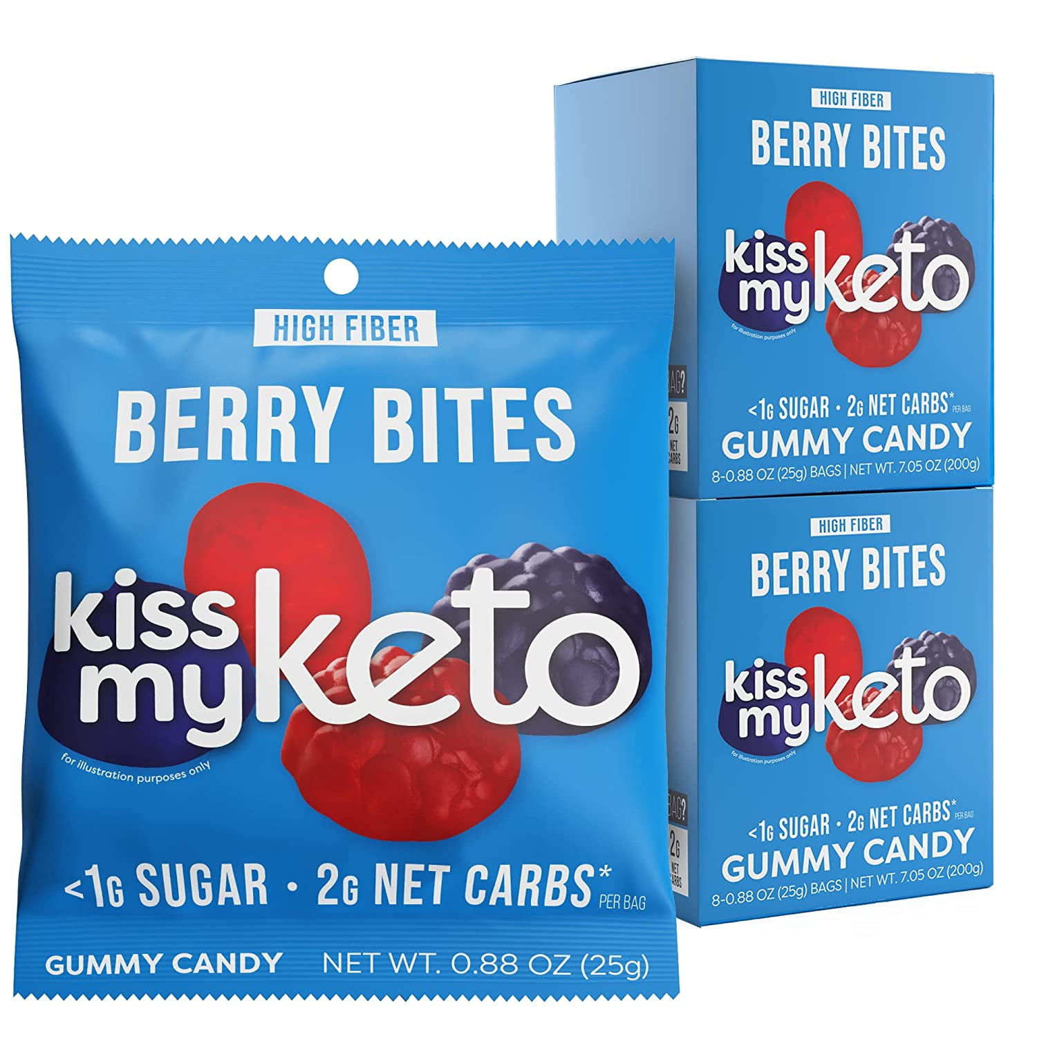 Kiss My Keto Gummies Candy Low Carb Candy Berry Bites, Keto Snack Pack Healthy Candy Gummys Vegan Candy, Keto Gummy Candy Keto Candy Gummies (16-pack)