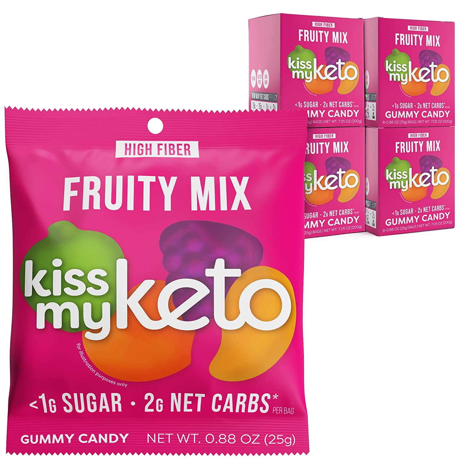 Kiss My Keto Gummies Candy Low Carb Candy Fruity Mix, Keto Snack Pack Healthy Candy Gummys Vegan Candy, Keto Gummy Candy Keto Candy Gummies (32-pack)