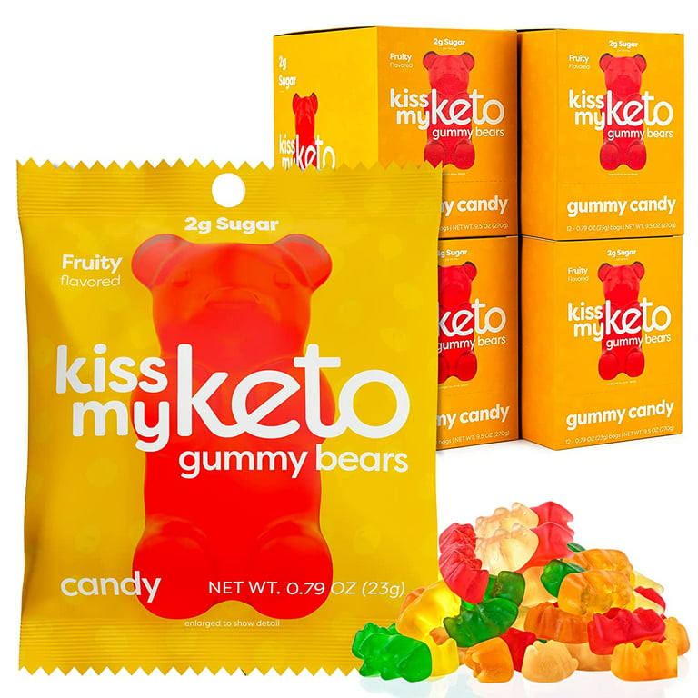 Sugar Free Gummy Bears Keto Candy - Assorted Fruit Flavors Keto Snacks -  Vegan Gummy Bears, Gluten Free, Low Carb, Keto Friendly, Sugar-Free Gummies  