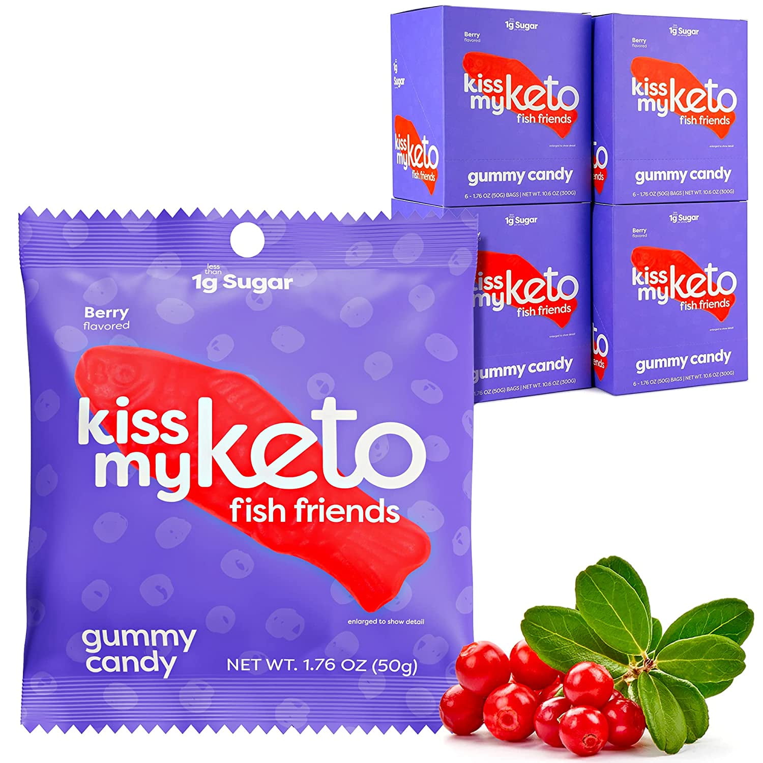 Kiss My Keto Gummies Candy Low Carb Candy Gummy Fish, Keto Snack Pack Healthy Candy Gummys Vegan Candy, Keto Gummy Candy Keto Candy Gummies (24-pack)