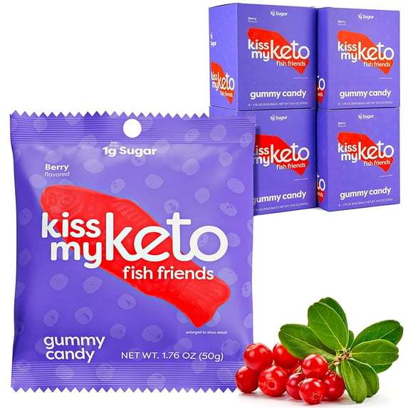 Kiss My Keto Gummies Candy – Low Carb Candy Gummy Fish, Keto Snack Pack – Healthy Candy Gummys – Vegan Candy, Keto Gummy Candy – Keto Candy Gummies (24-pack)