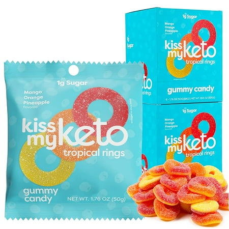 Kiss My Keto Gummies Candy – Low Carb Candy Gummy Rings, Keto Snack Pack – Healthy Candy Gummys – Vegan Candy, Keto Gummy Candy – Keto Candy Gummies (12-pack)