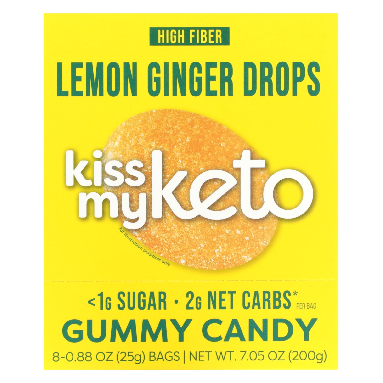 Kiss My Keto Gummies Candy Low Carb Candy Lemon Ginger Drops, Keto