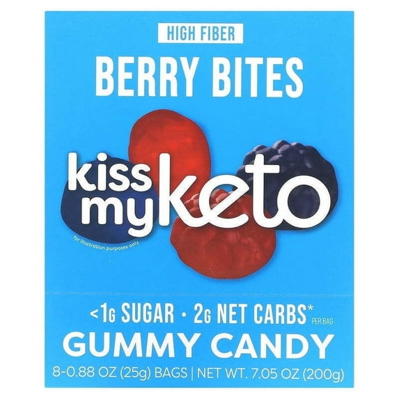 Kiss My Keto, Gummy Candy, Berry Bites, 8 Bags, 0.88 oz (25 g) Each Pack of 3