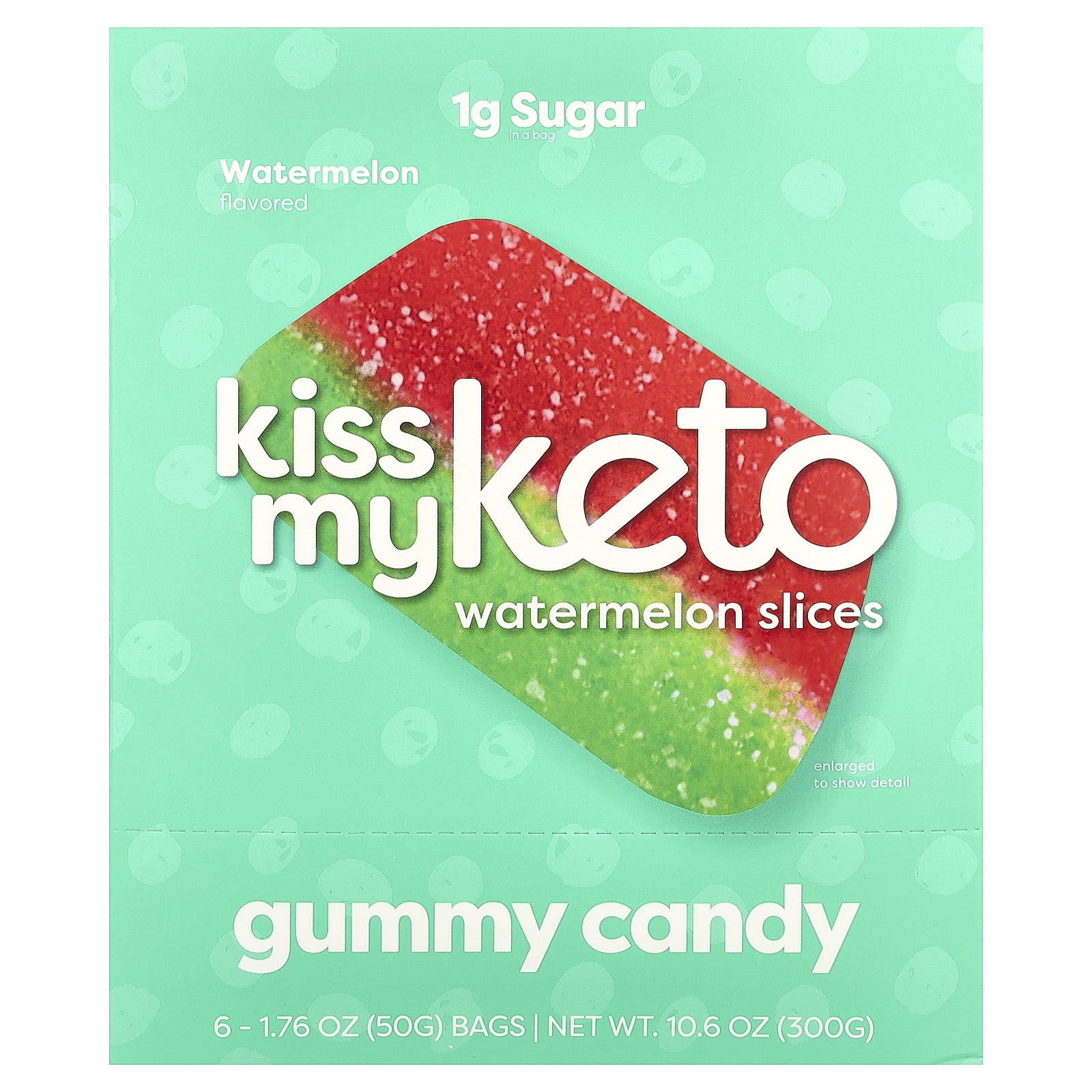 Kiss My Keto Gummy Candy, Watermelon Slices, 6 Bags, 1.76 oz (50 g) Each