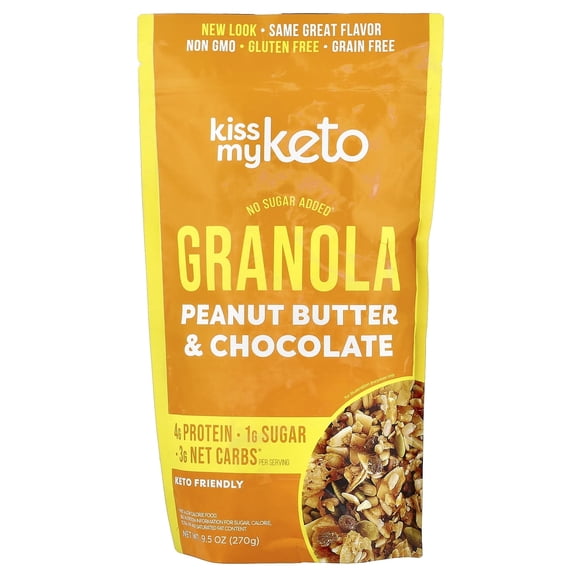 Kiss My Keto, Keto Granola, Peanut Butter & Chocolate Chips, 9.5 oz Pack of 2