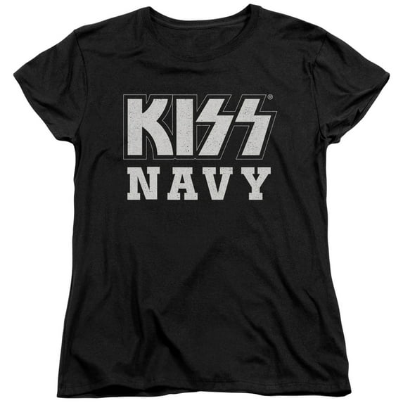Kiss Navy Block S/S Women's T-Shirt Black