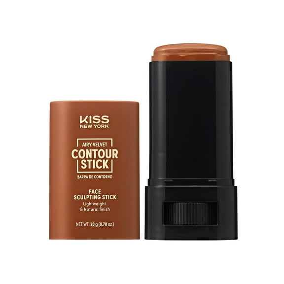 Kiss New York Airy Velvet Contour Stick (0.70 Oz), Cool Toned Face Sculpting Cream Makeup, Buildable with Lightweight Natural Finish, Hyaluronic Acid & Green Tea Extract (5 Medium Tan, 0.70 Ounce)
