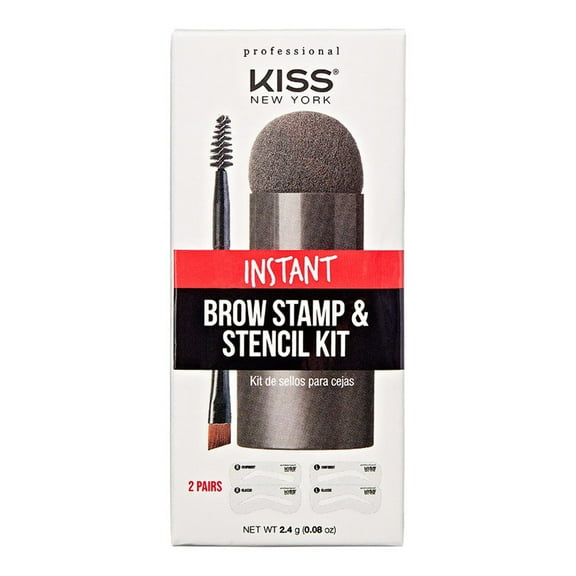 Kiss New York Instant Brow Stamp and Stencil Kit Powder Stamp Eyebrow Shaping Kit (Dark Brown)