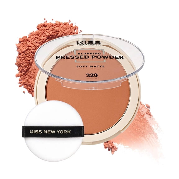Kiss New York Soft Matte Pressed Powder (Classic Tan 0.28 Oz), Blurring Poreless Face Powder Makeup, Medium Coverage Setting Powder Infused with Salicylic Acid & Niacinamide, Lightweight Clean Beauty