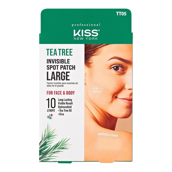 Kiss New York Hydrocolloid Acne Pimple Patch with Cica & Tea Tree Oil, Invisible Spot Treatment Patch for Zits & Blemishes, Water-Resistant Korean Skin Care Spot Stickers for Face & Body (30 Patches)
