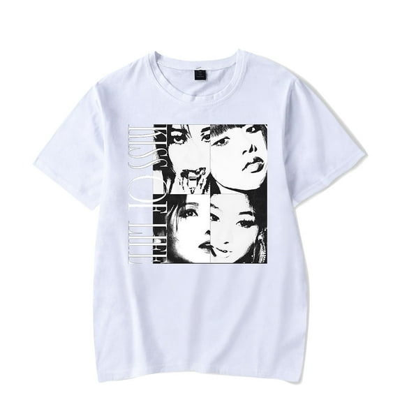 Kiss Of Life Born To Be XX Album Cotton Short Sleeve T-Shirt Kpop Streetwear Summer Crewneck for Men & Women,XXL,White