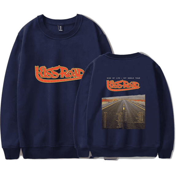 Kiss Of Life Merch Kiss Road 1st World Tour Crewneck Kpop Music Men Women Long Sleeve Hoodie Streetwear Pullover Top