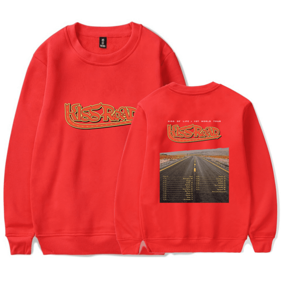 Kiss Of Life Merch Kiss Road 1st World Tour Crewneck Kpop Music Men Women Long Sleeve Hoodie Streetwear Pullover Top