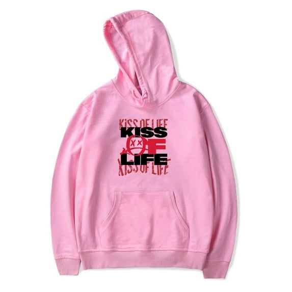Kiss Of Life Merch Team Logo Hoodies Kpop Muisc Hooded Men Women Long Sleeve Sweatshirt Streetwear Pullover Top