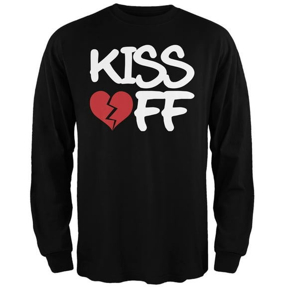 Kiss Off Black Adult Long Sleeve T-Shirt - Small