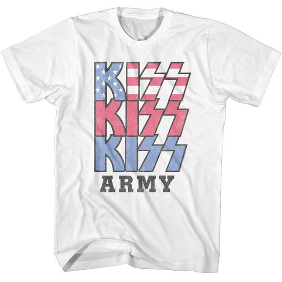 Kiss Patriotic Logo White Adult T-Shirt