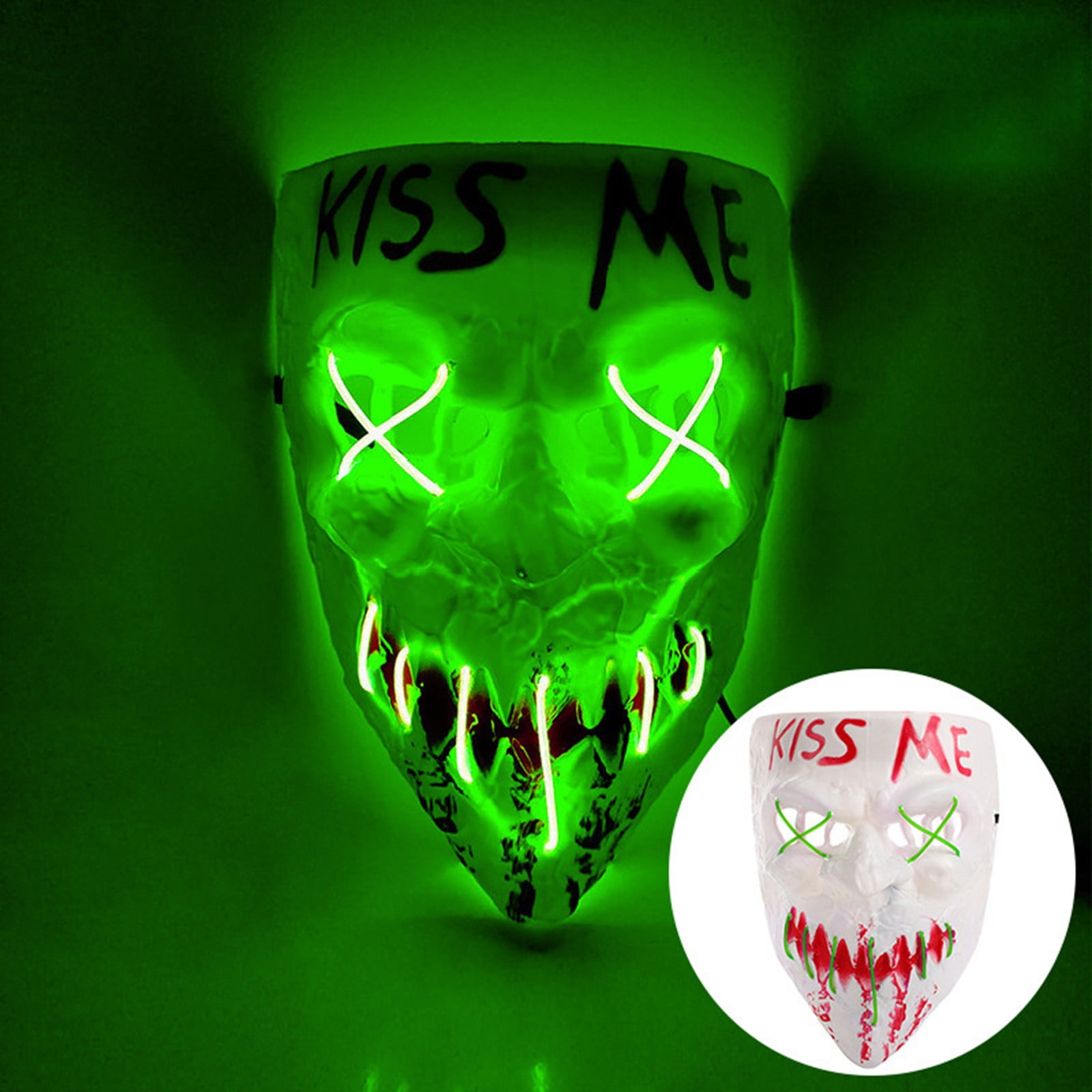 Kiss Me Purge Mask Halloween Light Up Mask - Glow in The Dark Purge ...