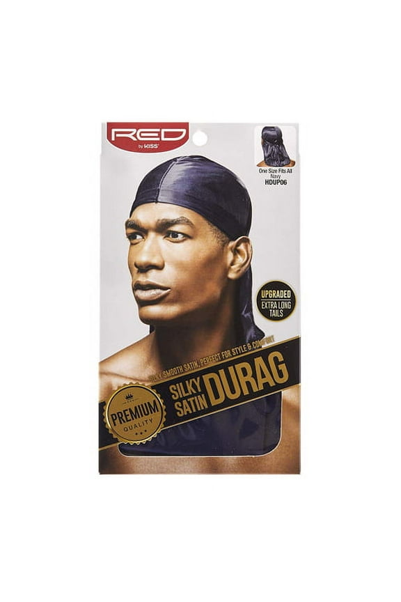 Kiss Red Durag Silky Satin Navy Extra Long Tails, 1 pack