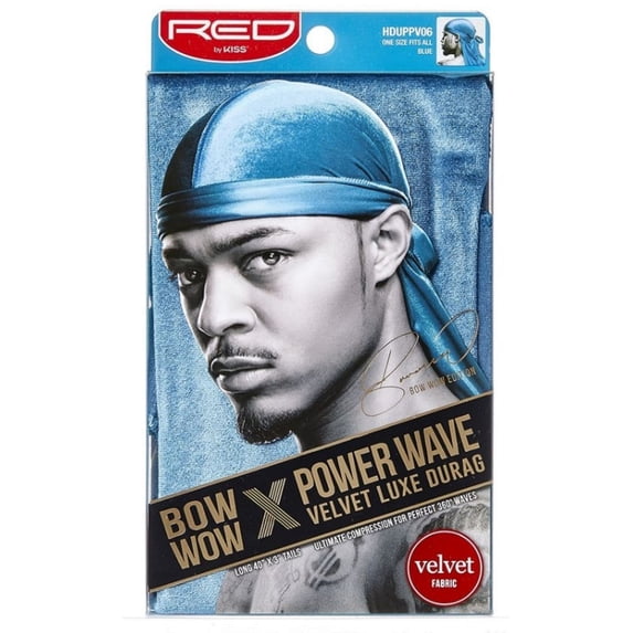 Kiss Red Power Wave Velvet Luxe Durag, Blue 1 Each - (Pack of 2)