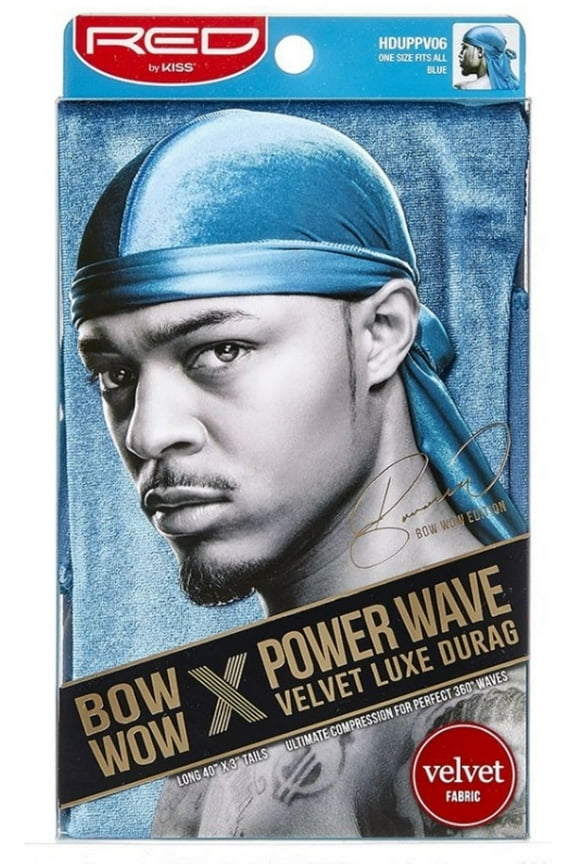 Kiss Red Power Wave Velvet Luxe Durag, Blue 1 Each