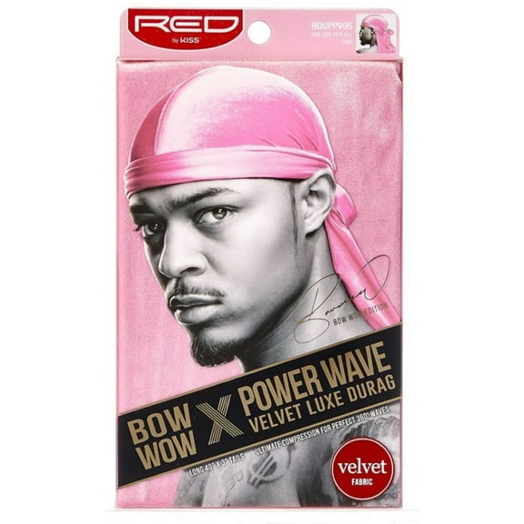 Kiss Red Power Wave Velvet Luxe Durag, Pink 1 Each - (Pack of 3)