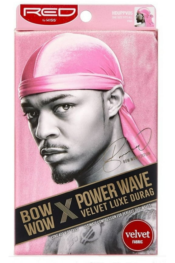 Kiss Red Power Wave Velvet Luxe Durag, Pink 1 Each - (Pack of 3)