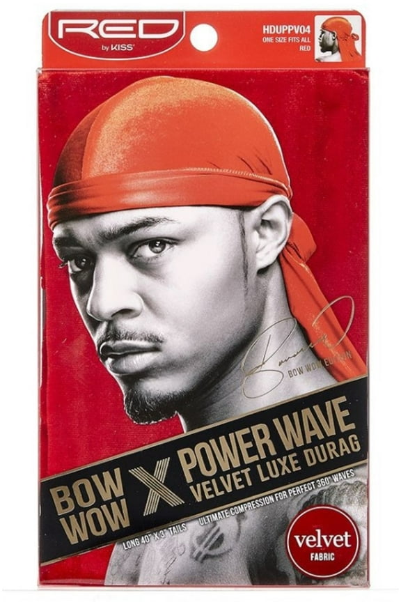 Power Wave Velvet Luxe Durag, Red 1 Each - (Pack of 4)