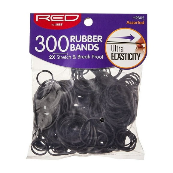 Kiss Red Rubber Band Medium 300 Pcs, 3 Pack
