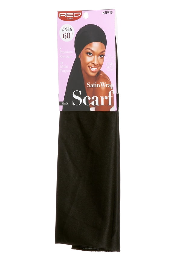 Red Satin Wrap Scarf Black Size 60Inch X 16Inch (Pack of 3)