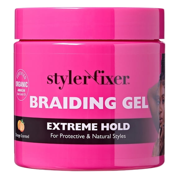 Kiss Red Styler Fixer Braiding Gel Extreme Hold 16 Ounce Jar (473ml) (Pack of 3)
