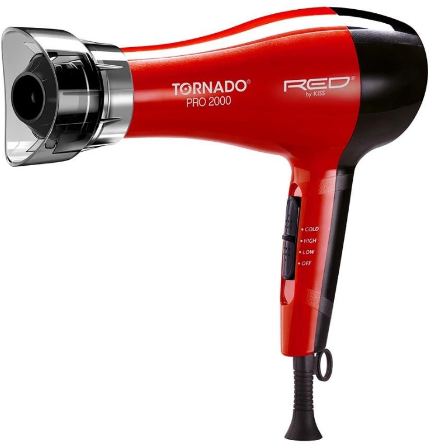 KISS Red Tornado Pro 2000 Hair Dryer, 3 Heat and 2 Speed Settings