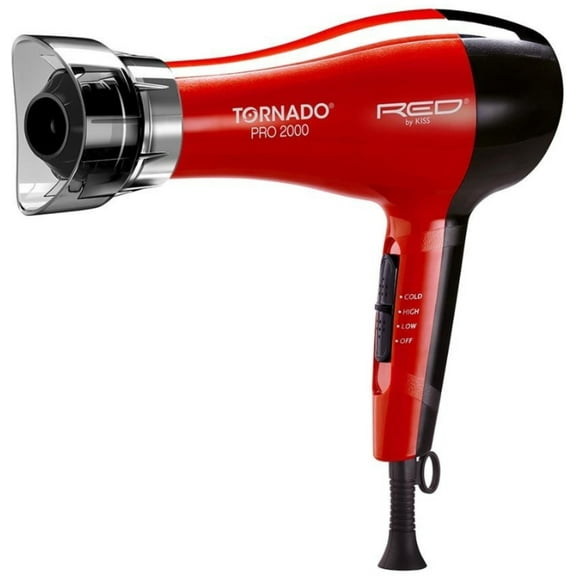 Kiss Red Tornado Pro 2000 Hair Dryer w. 3 Attachments 1 Each