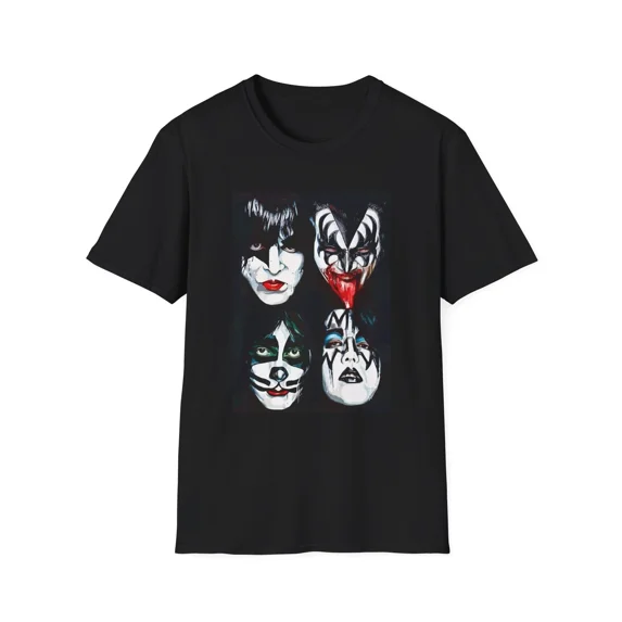 Kiss Rock Band Face Paint Portrait T-Shirt, Unisex Shirt For Fan
