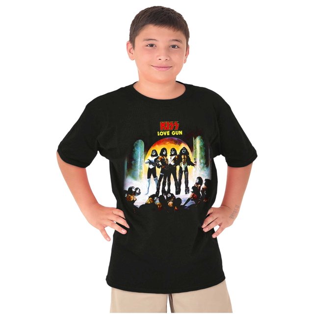 Kiss Rock Band Love Gun Album Cover Crewneck T Shirts Boy Girl Teen