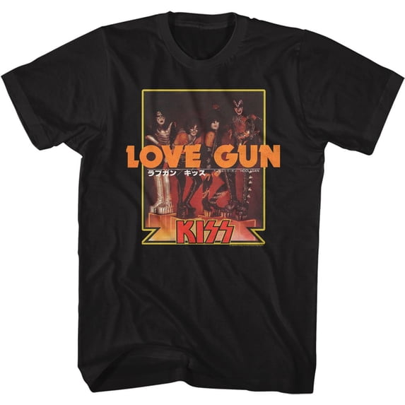 Kiss Love Gun Japanese Txt Black Adult T-Shirt 2Xlt