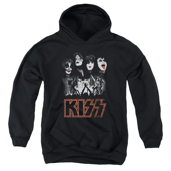 Kiss Rock The House Youth Pullover Hoodie Sweatshirt Black