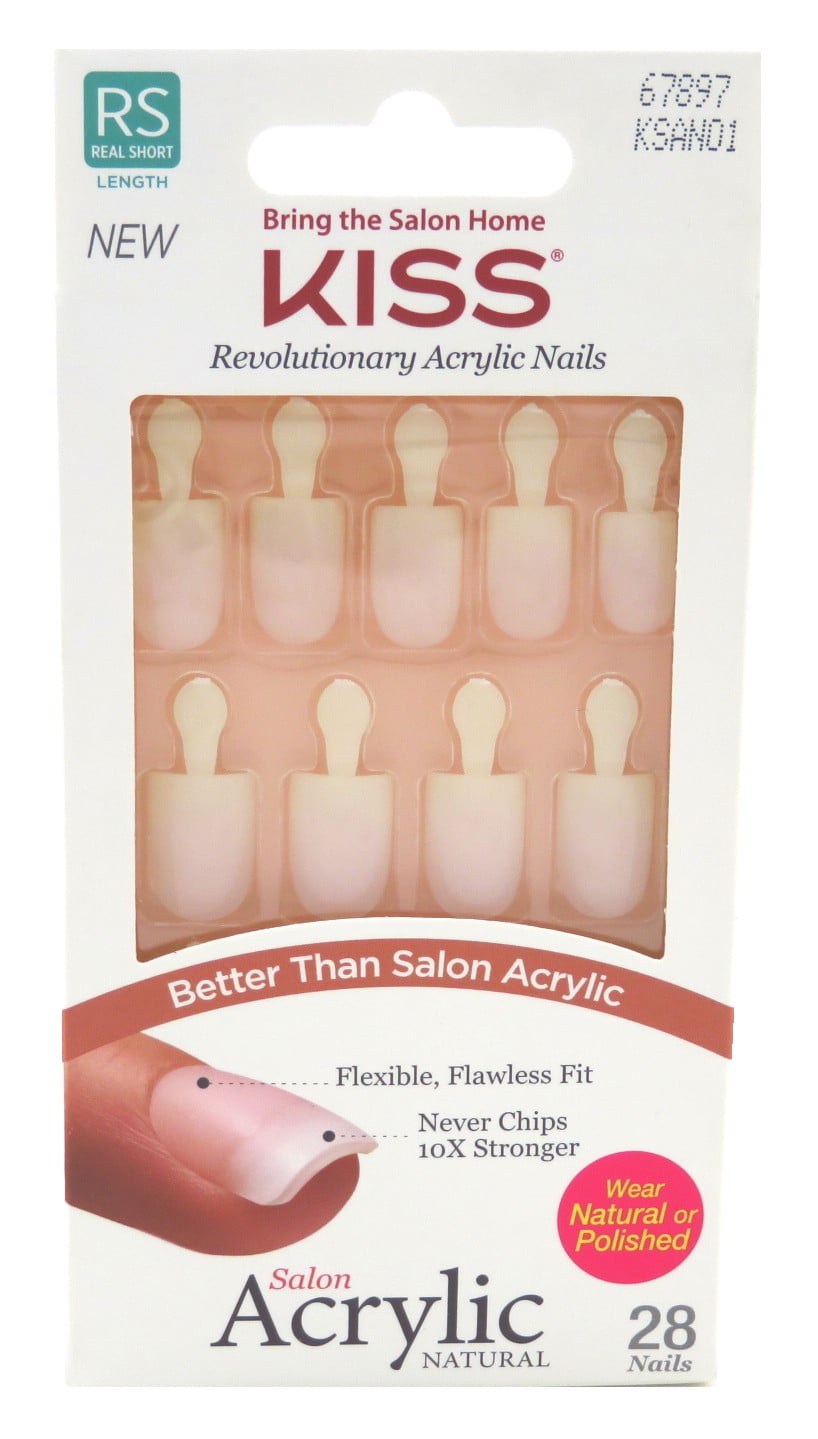 Kiss Salon Acrylic Natural 28 Count Real Short Nude (Pack of 3)