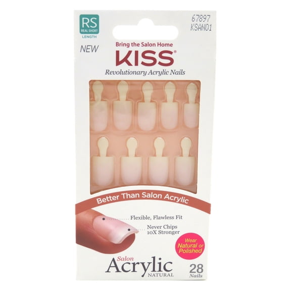 Kiss Salon Acrylic Natural 28 Count Real Short Nude (Pack of 3)