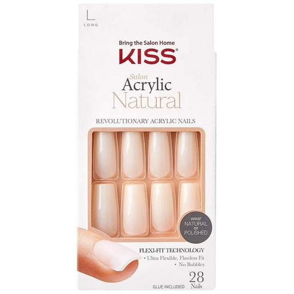 Kiss Salon Acrylic Natural Fake Nails, Break Even 28.0 ea