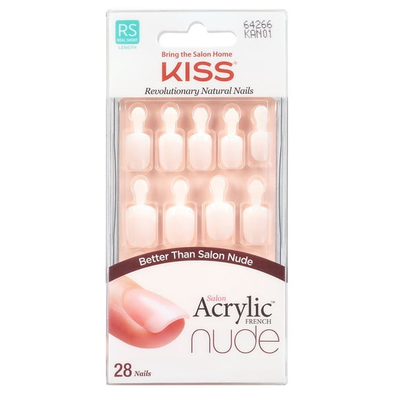 Kiss Salon Acrylic Nude French Nails Nude, Real Short Length 1.0 ea
