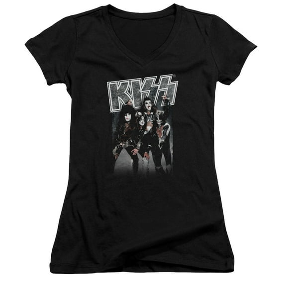 Kiss Shine Junior Women's T-Shirt V-Neck Black