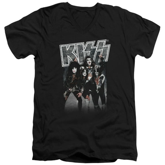 Kiss Shine S/S Adult V-Neck 30/1 T-Shirt Black
