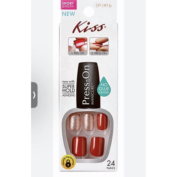Kiss Short Length Press-On False Nails, Mistaken Identity Eat Pray Love Rust Orange Brick Gold Short Square Impress