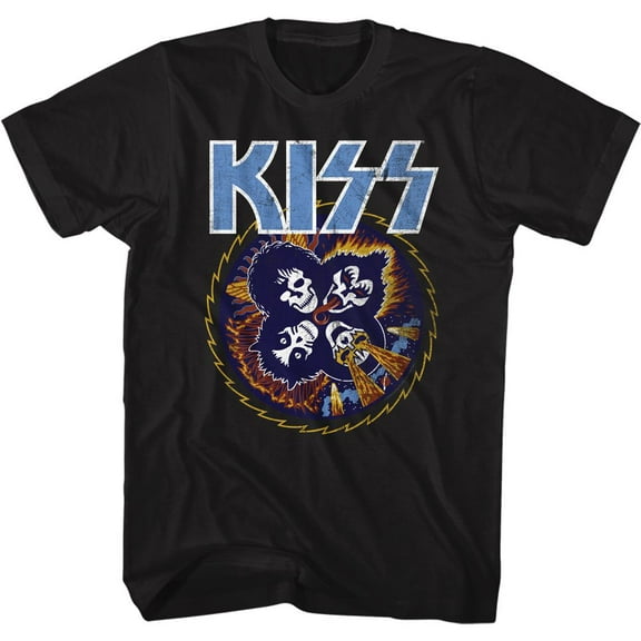 Kiss Skull Circle Black Adult T-Shirt 4Xlt