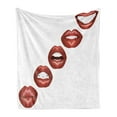thumbnail image 1 of Kiss Soft Flannel Fleece Throw Blanket, Feminine Lips with Wine Toned Lipstick Print, Cozy Plush for Indoor and Outdoor Use, 50" x 60", Burgundy Vermilion, by Ambesonne, 1 of 5