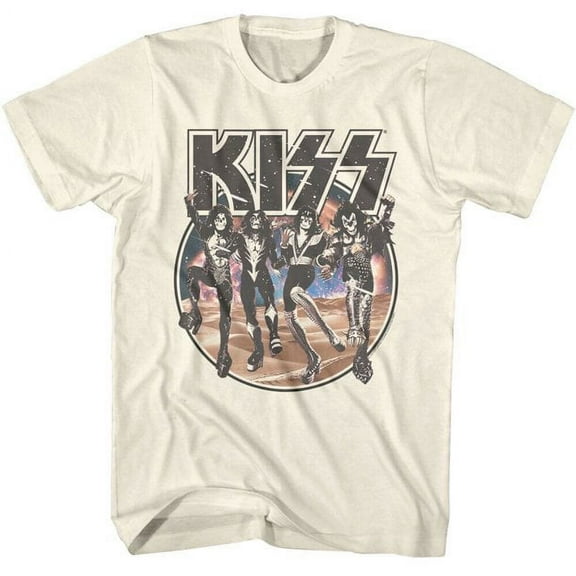 Kiss Space Circle With Skeleton Band Natural Adult S/S Tshirt 4Xl