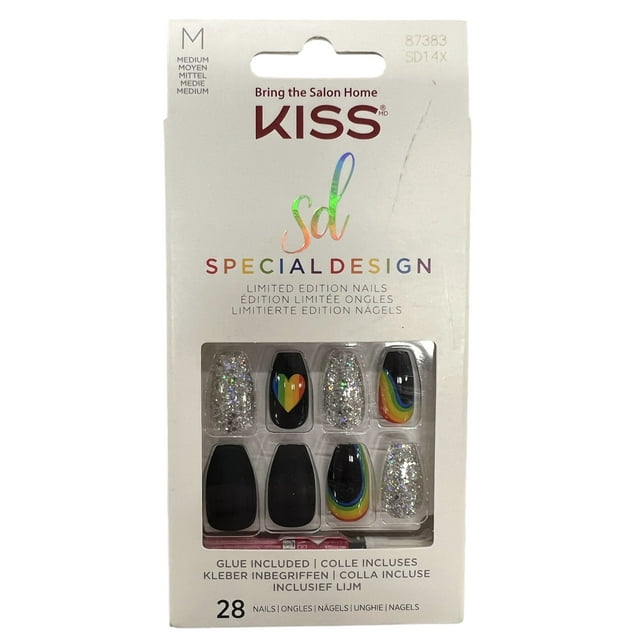 Kiss Special Design, Glue on Manicure, Medium Length, 28 nails, SD14X