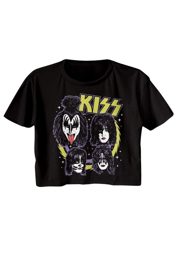 Kiss Spike Circles Black Women's Festival Cali Crop T-Shirt