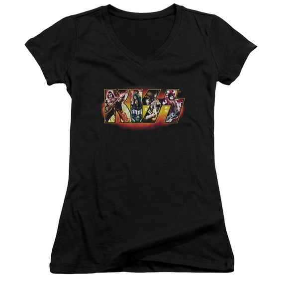 Kiss Stage Logo Junior Women's T-Shirt V-Neck Black